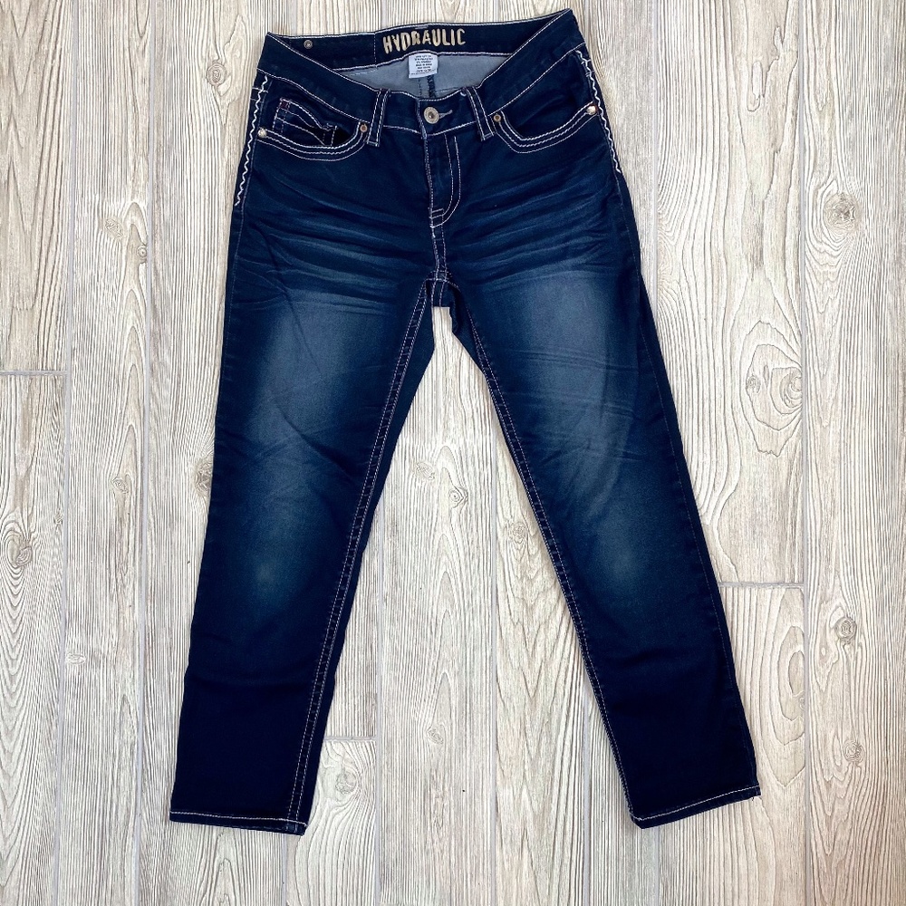 Hydraulic dark wash cropped jean capris size 9/10